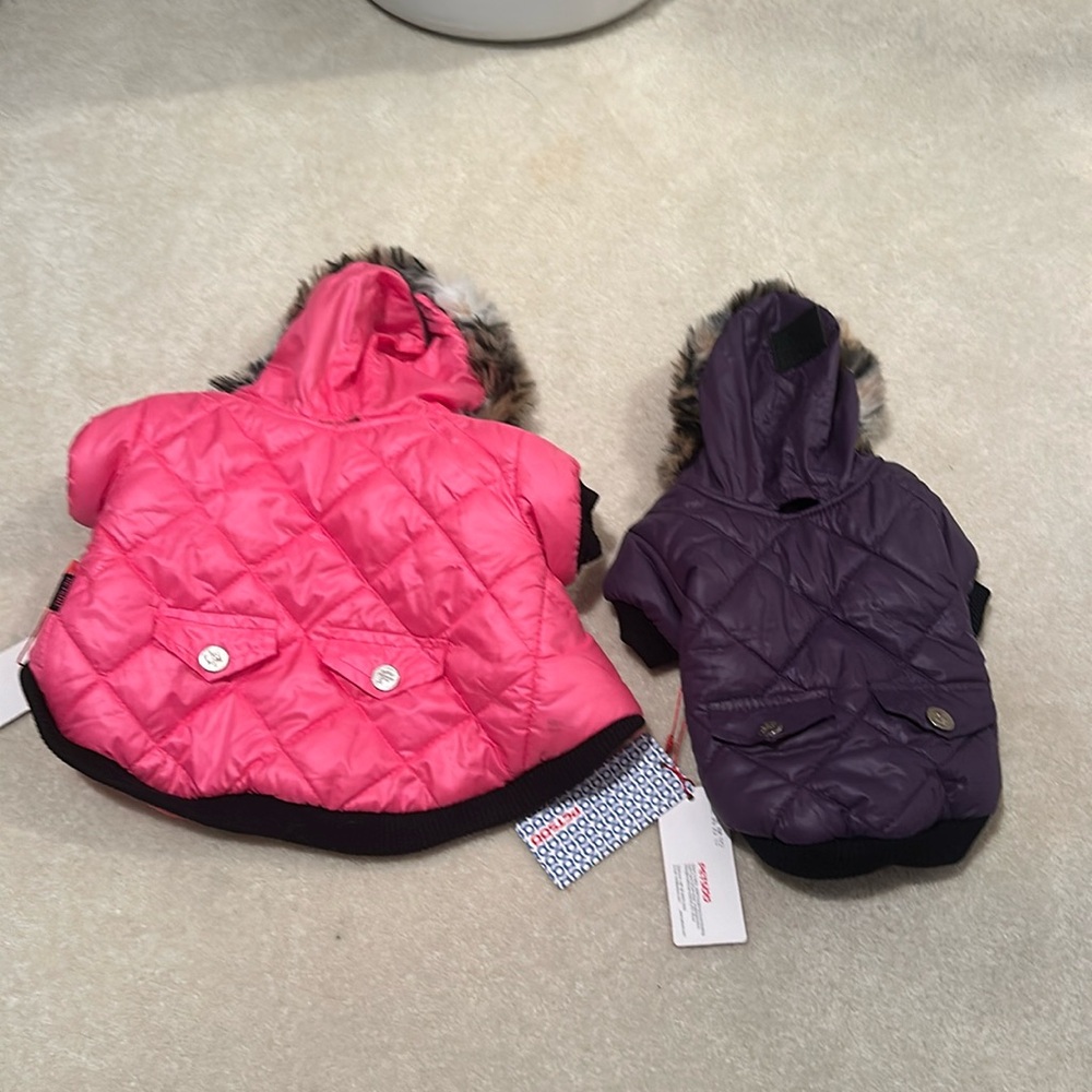 NWT small dog winter jacket pink and purple